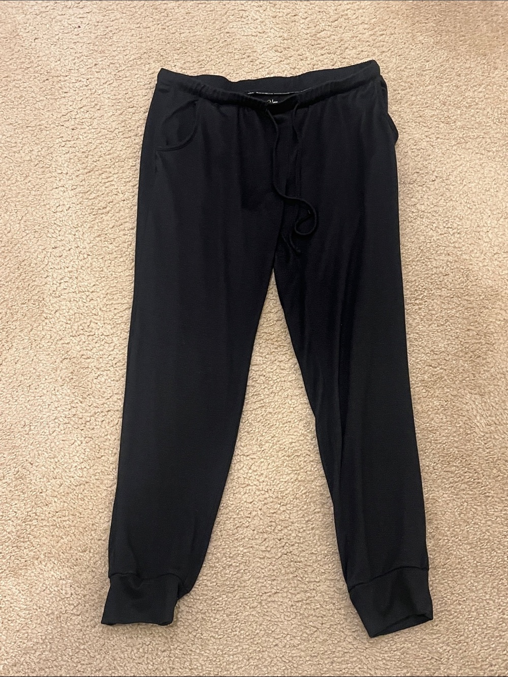 Women's Black Drawstring Joggers - Cozy Cuffed Sweatpants